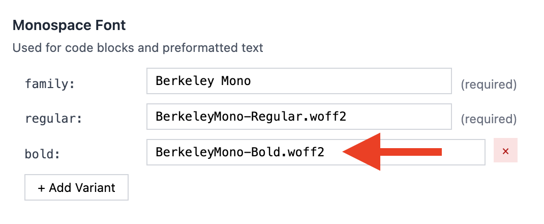 font filename pasted into UI